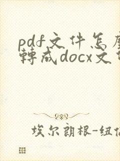 pdf文件怎么转成docx文件