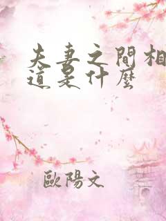 夫妻之间相处之道是什么