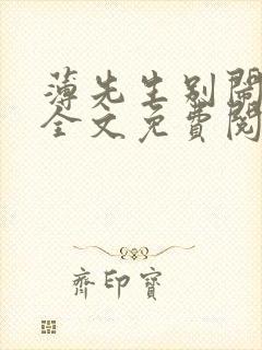 薄先生别闹小说全文免费阅读