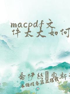 macpdf文件太大如何变小