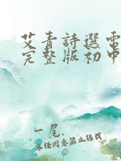 艾青诗选电子书完整版初中版