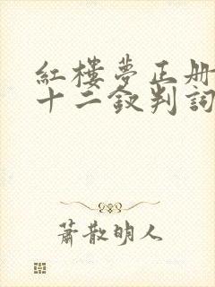 红楼梦正册金陵十二钗判词