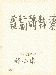 黄轩陈数演的电视剧叫什么