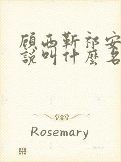 顾西靳祁安的小说叫什么名字