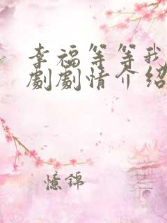 幸福等等我电视剧剧情介绍