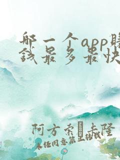 哪一个app赚钱最多最快?