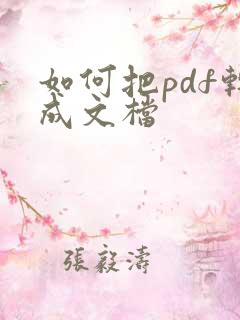 如何把pdf转成文档