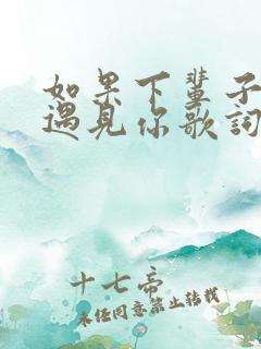 如果下辈子还能遇见你歌词