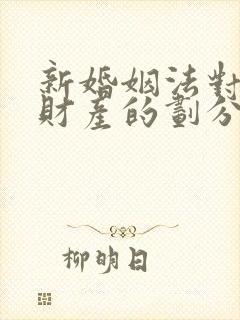 新婚姻法对婚前财产的划分