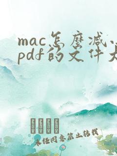mac怎么减小pdf的文件大小