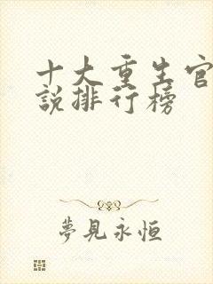 十大重生官场小说排行榜