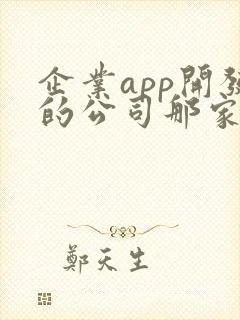 企业app开发的公司那家好
