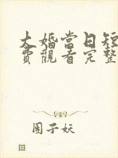 大婚当日短剧免费观看完整版