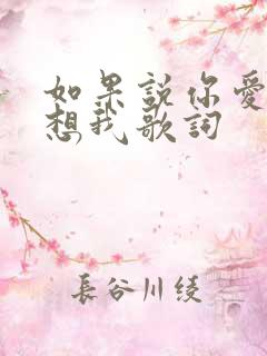 如果说你爱我你想我歌词