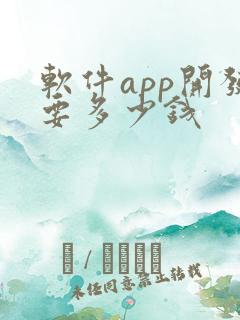 软件app开发要多少钱