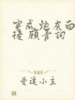 穿成炮灰白月光后 顾青词