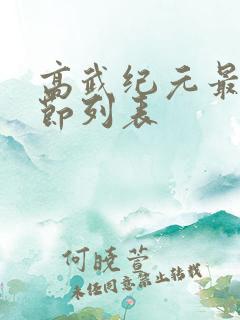 高武纪元最新章节列表