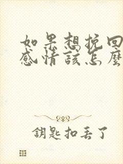 如果想挽回一段感情该怎么办呢