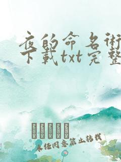 夜的命名术免费下载txt完整版