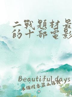 二战题材最好看的十部电影