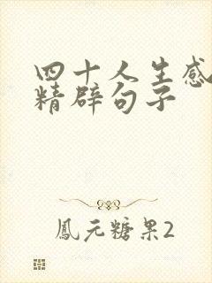 四十人生感悟的精辟句子