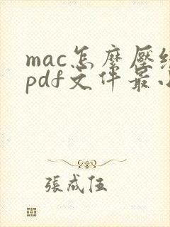 mac怎么压缩pdf文件最小