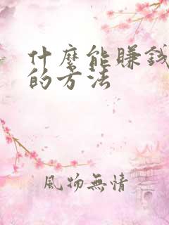 什么能赚钱最快的方法