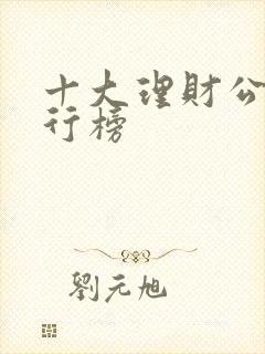 十大理财公司排行榜