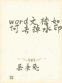 word文档如何去掉水印文字