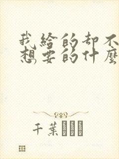 我给的却不是你想要的什么歌