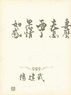 如果两夫妻没有感情了怎么办