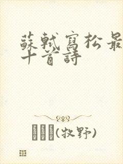 苏轼写松最出名十首诗