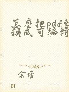 怎么把pdf转换成可编辑的word