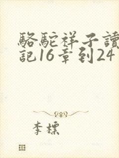 骆驼祥子读书笔记16章到24章