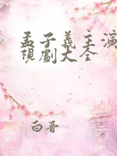 孟子义主演的电视剧大全