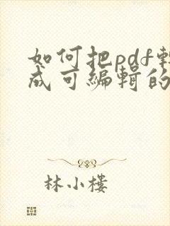 如何把pdf转成可编辑的pdf