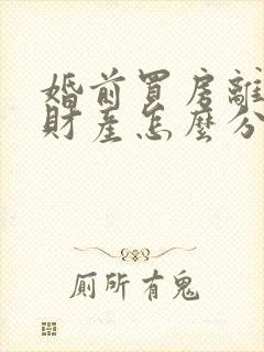 婚前买房离婚后财产怎么分割