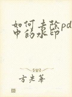 如何去除pdf中的水印