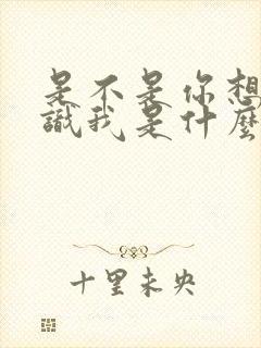 是不是你想要认识我是什么歌