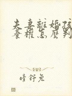 夫妻离婚孩子抚养权怎么判