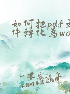 如何把pdf文件转化为word文档
