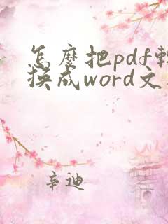 怎么把pdf转换成word文档