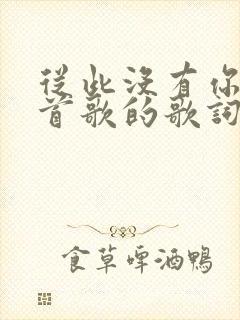 从此没有你是哪首歌的歌词