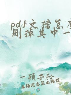 pdf文档怎么删掉其中一页