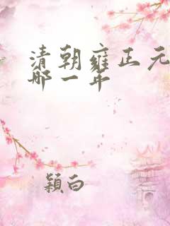 清朝雍正元年是哪一年