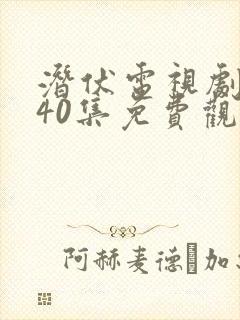 潜伏电视剧全集40集免费观看