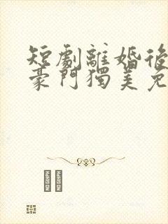 短剧离婚后我在豪门独美免费观看