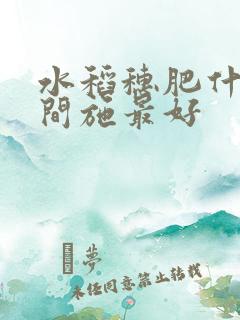 水稻穗肥什么时间施最好