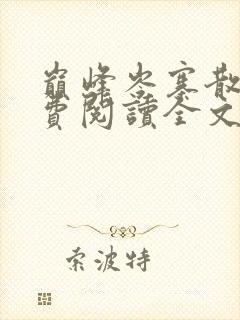 巅峰岑寨散人免费阅读全文