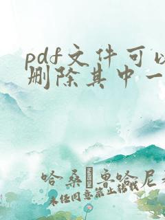 pdf文件可以删除其中一页吗?